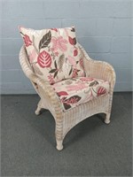 Painted Wicker Armchair W Cushions