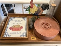 TEA TRAY & ASST HOUSEHOLD DECOR