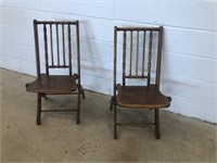 (2) Early Wooden Folding Chairs