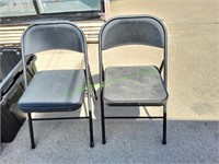 (2) Folding Metal Chairs with Cushion Seat
