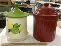 2 Ceramic Cookie jars - Abode , both 11in