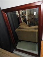 beveled mirror w/wood frame 36" x 58"