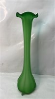 20 inch Tall Green Glass Vase