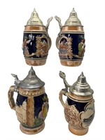 4 Small German Steins