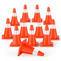 BATTIFE 12Pack Traffic Safety Cones 18" inch with