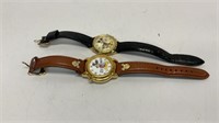 (2) Mickey Mouse watches with leather bands