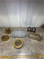 Assortment of Silver Serving Trays, Goblets,