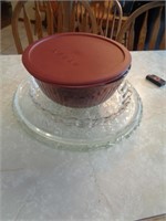 PYREX BOWL & GLASS PLATTERS - K