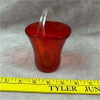 Small Red Crackle Glass Basket