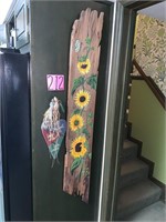 Wooden Hanging board with Sunflowers, Heart decor