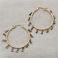 14K Gold Earrings White Sapphires