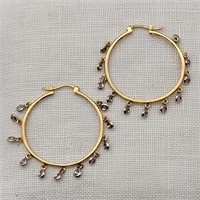 14K Gold Earrings White Sapphires