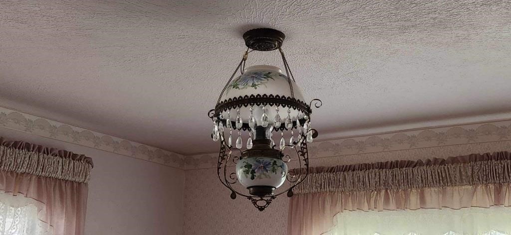 ANTIQUE ELECTRIFIED KEROSENE CHANDELIER