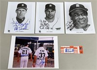 5pc Signed Baseball Photographs & Ticket