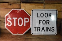 Stop & Look for Trains Sign