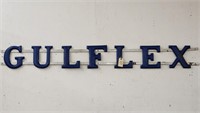 "Gulflex" Enameled Metal Letter Sign, Metal Frame