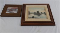 2 paintings within wooden frames. Measurements