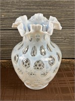 9 Inch Fenton Coin Dot Opalescent Vase