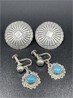Two Sterling silver earring pairs