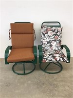 Outdoor Metal Chairs with Swivel Bases Lot of 2