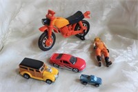 VINTAGE TONKA MOTORCYCLE, 2 HOTWHEELS, GALOOB