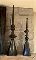 Pair of Decorative Finials on Fireplace Mantle