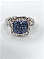 Cushion Cut Fancy Blue Diamond Ring Sz 7