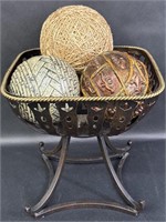 Metal Basket with Decorative Balls