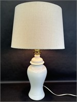 Ceramic White Lamp with Tan Lamp Shade