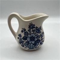 Vintage McCoy Small Pottery Ivory and blue vase