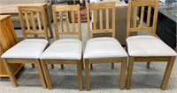 4 Wooden Chairs w/Vinyl Covered Seats. NO SHIPPING