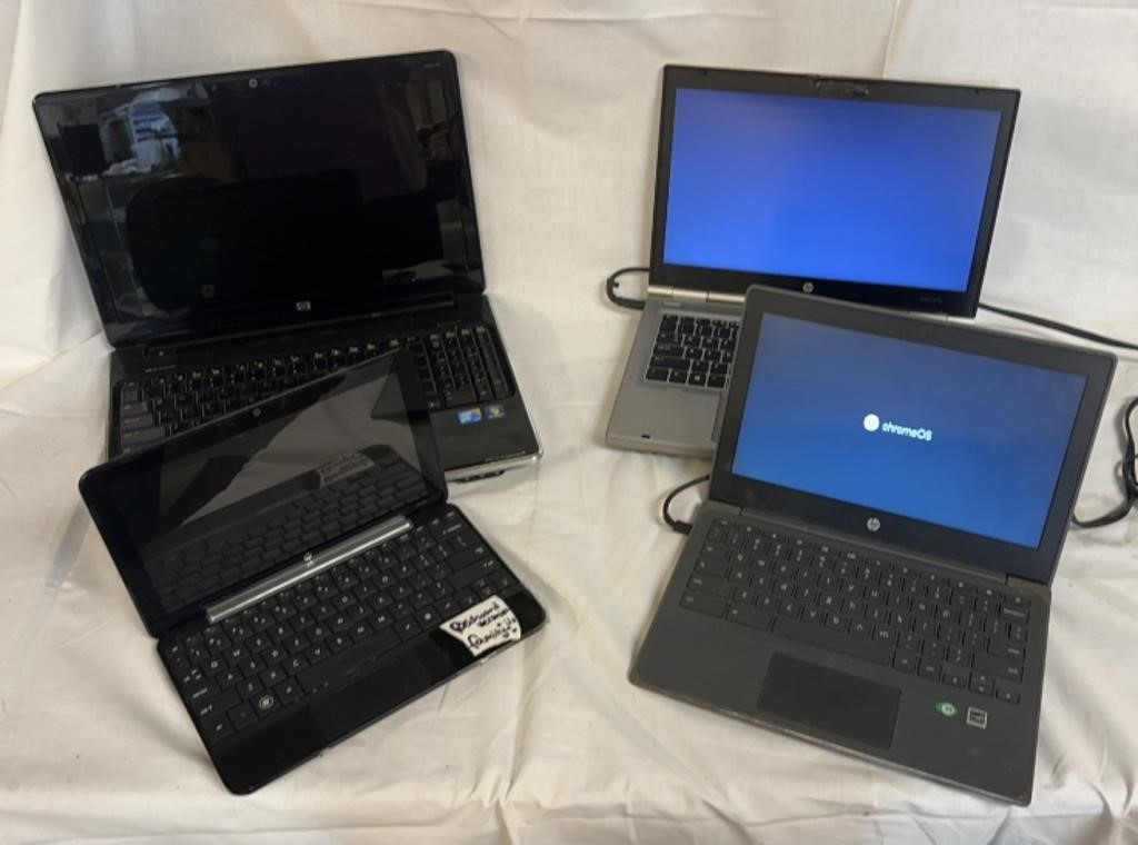 4) HP Laptops 2 With Cords 2) Without