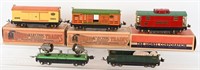 5- LIONEL FREIGHT CARS, 3 w/ bOXES