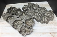 2 JOHN WRIGHT CAST IRON FLOWER MOLDS