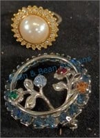 Costume jewelry, ring and brooch