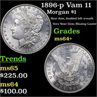 1896-p Vam 11 Morgan $1 Grades Choice+ Unc