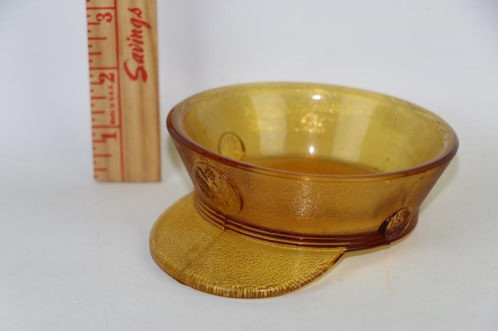 Amber WWII Military Officer's Candy Dish WOW