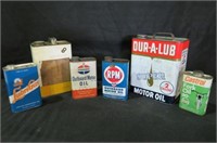 COLLECTION OF (6)  ADV. OIL CANS