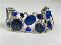 Solid Sterling "Blue Lapis" Bracelet *AMAZING* 53G