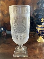 Etched  Tall Candle Holders with Attached Base