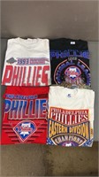 4pc Vtg 1992-93 Philadelphia Phillies Tee Shirts