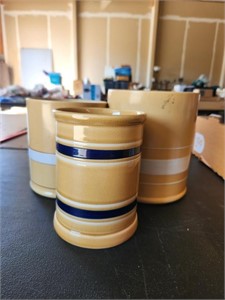 (3) Yellow Ware Canisters