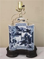 Vintage Blue & White Ceramic Lamp