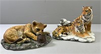Homco Porcelain Tigers & Leopard Cub