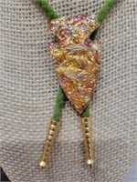 Velvet Bolo w/ Gold Leaf Resin Arrowhead