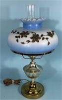 Embossed Roses Blue Ombre Parlor Lamp