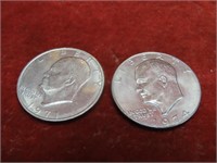 (2)Eisenhower Ike $1 dollar US coins.