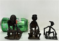 3 sculptures antiques en bronze fait main