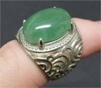 Large Polished Green Stone Ring