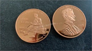 (2) 1oz Copper Round Coins
